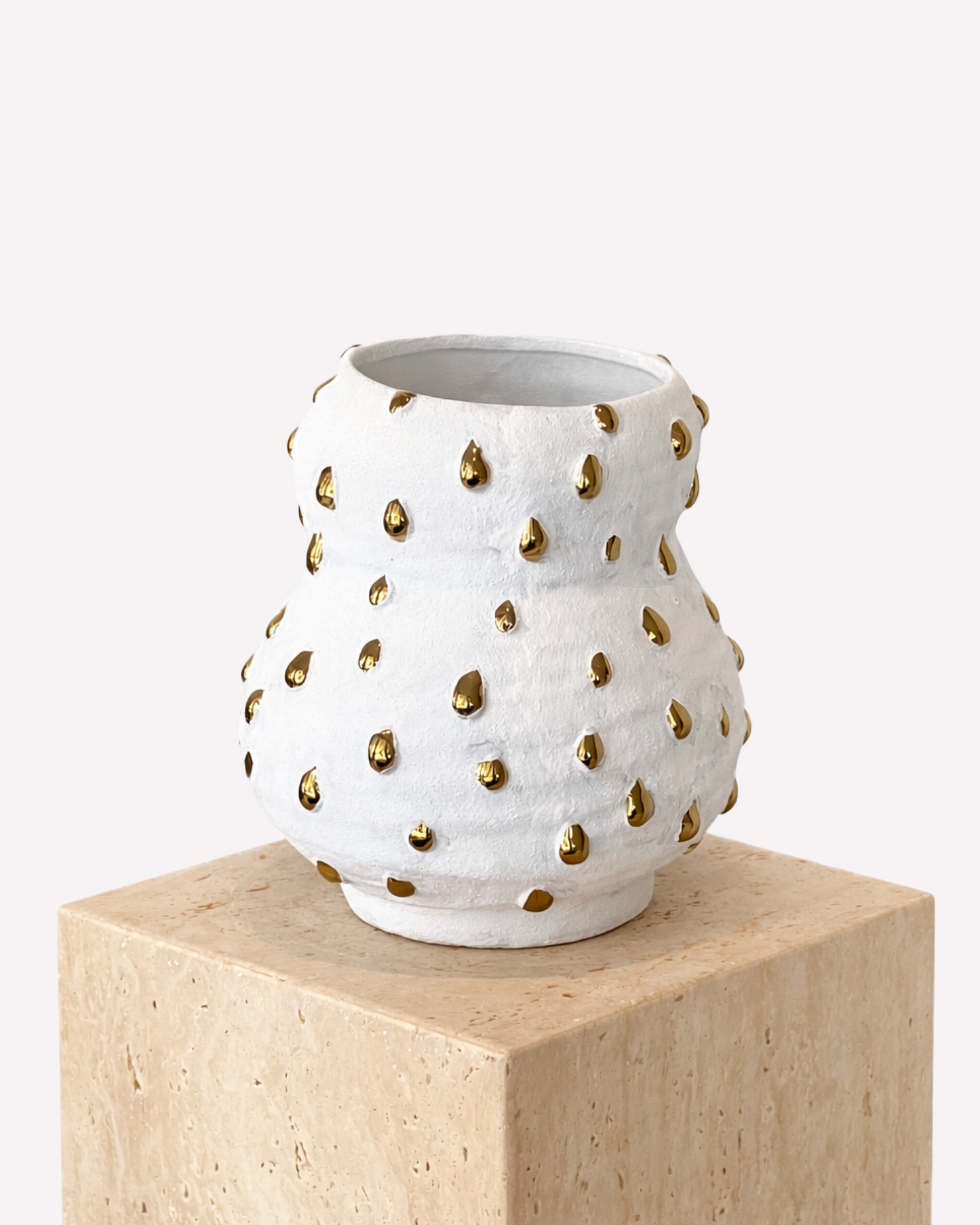 White & Gold Textured Vase