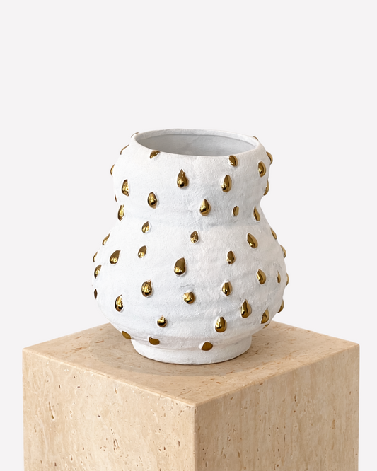 White & Gold Textured Vase